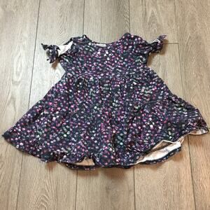 Art & Eden Floral Purple Floral Tiered Open shoulder Dress Girl 4T
